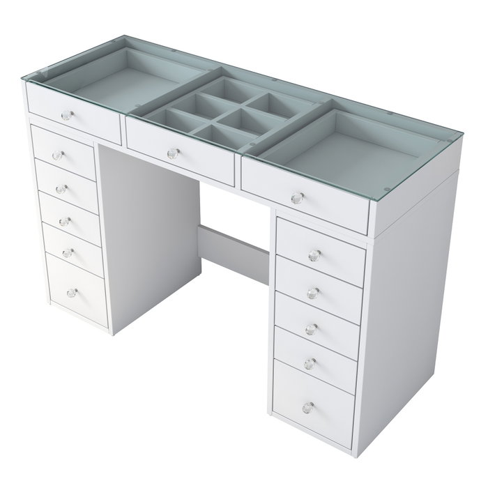 Hanah Home Mesa de Maquillaje Blanca con Espejo y 2 Cajones Hanah Home Mesa de Maquillaje Blanca con Espejo y 2 Cajones